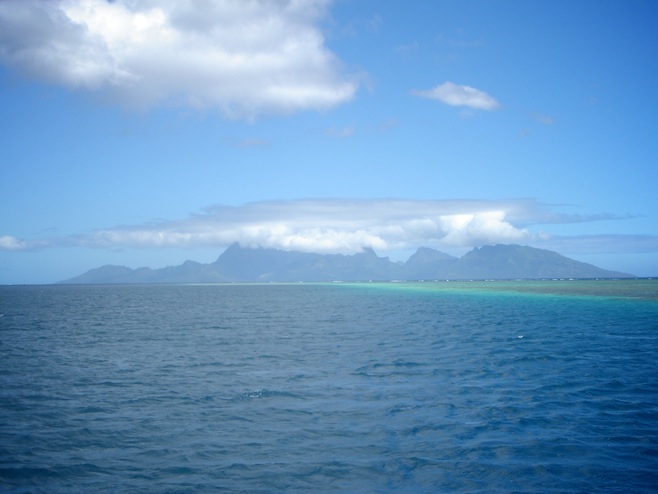 SoPac View of Moorea to Tahiti